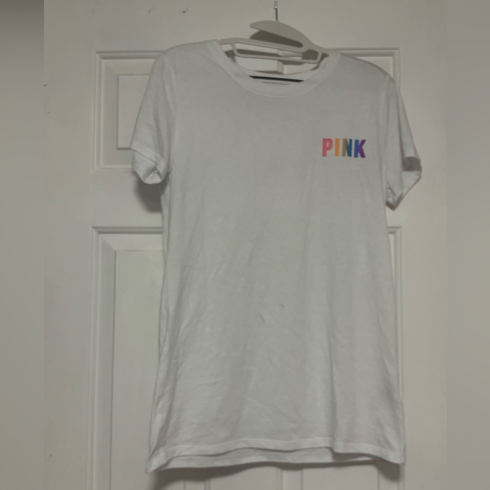 White PINK T-Shirt with logo front & back